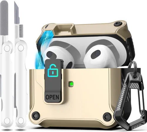 Miniatura 126 de R-fun - Funda para audífonos compatible con AirPods de 4.ª generación 2024, cubierta protectora de expulsión automática a prueba de caídas, puerto