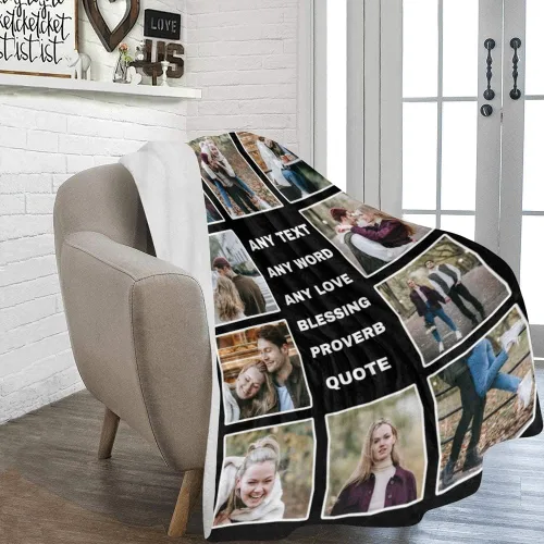 Miniatura 2 de HUGLAZY Manta personalizable con fotos para mamá, abuela, manta de fotos personalizada, collages, manta de fotos, regalo para mujeres, familia, 10