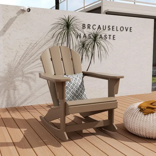 Miniatura 24 de WO Home Furniture Silla Mecedora de Patio al Aire Libre Tradicional HDPE Resistente a los Rayos UV (Negro)
