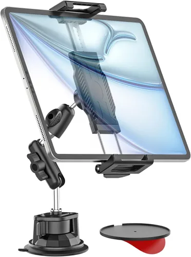 Soporte para tablet de automóvil, tablero de instrumentos y parabrisas con ventosa fuerte y brazo de metal ajustable, soporte para
