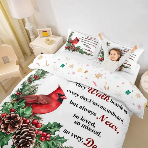 Miniatura 13 de Juego de funda de edredón para niños de Feliz Navidad, tamaño King, juego de ropa de cama de pingüinos de dibujos animados, animales árticos