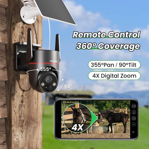 Miniatura 5 de Cámaras de seguridad sin WiFi inalámbricas para exteriores, cámara de seguridad celular al aire libre, PTZ, vista en vivo HD 2K, visión nocturna a