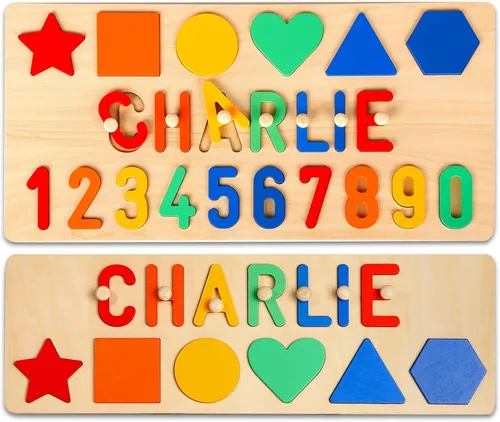 Miniatura 8 de Rompecabezas de madera con nombre personalizado para niños, regalos de primer cumpleaños, rompecabezas de nombre personalizado para niños de 1 año