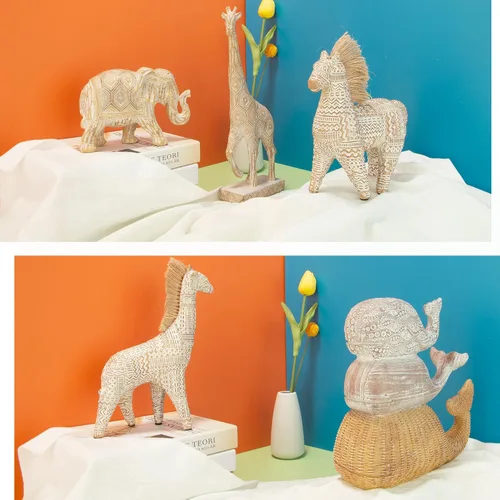 Miniatura 6 de Estatua de elefante de estilo bohemio, escultura de arte moderno, adorno de decoración del hogar de Feng Shui para dormitorio, oficina, sala