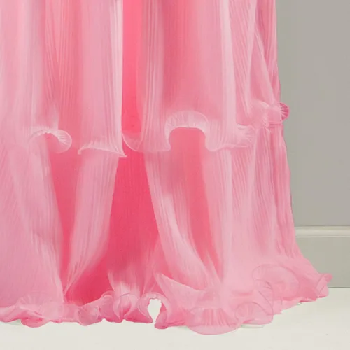 Miniatura 4 de Lush Decor Nerina - Panel individual de ventana con filtro de luz, 54 pulgadas de ancho x 84 pulgadas de largo, rosa - Cortinas con volantes