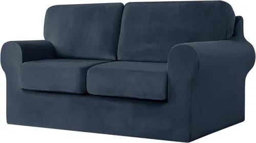 Miniatura 29 de UNBBRRL Fundas de sofá de 3 piezas para sofá, funda de terciopelo elástico para sillón con 1 funda de cojín de asiento y 1 funda de respaldo