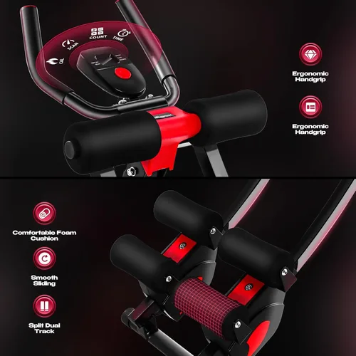 Miniatura 5 de BODY RHYTHM Máquina de entrenamiento de abdominales de doble pista con 4 alturas ajustables, máquina de ejercicio abdominal y núcleo plegable