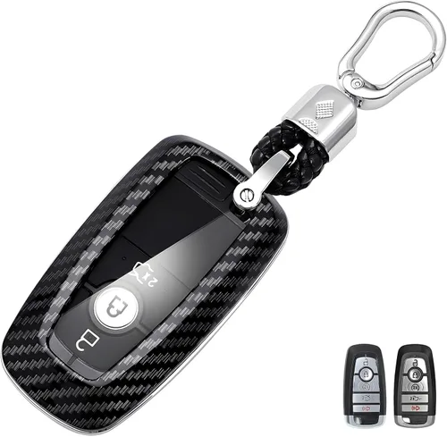 Funda para llavero Ford, funda rígida de fibra de carbono ABS compatible con Ford Explorer Ranger Mustang Fusion Edge Escape Ecosport F150 F250 F350