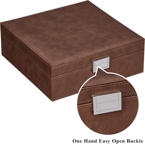 Miniatura 4 de BEWISHOME Caja organizadora de collares, organizador de almacenamiento para cadenas, pulseras, 12 compartimentos (7 regulares + 5 grandes), 6