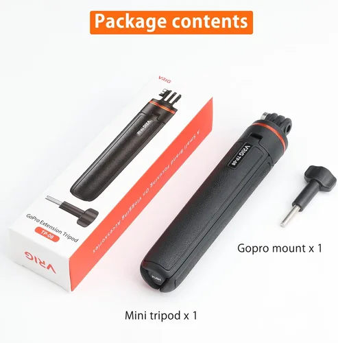 Miniatura 7 de VRIG TP-08 Mini trípode extensible para GoPro Mission 1 Pro, 20.1 pulgadas portátil selfie stick trípode para GoPro Hero 13 12 11 10 9 8 7 6 5 4 3