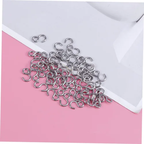 Miniatura 7 de 100 ganchos de acero inoxidable en forma de S, conectores de metal versátiles para manualidades, joyería colgante, llaveros y organización del hogar