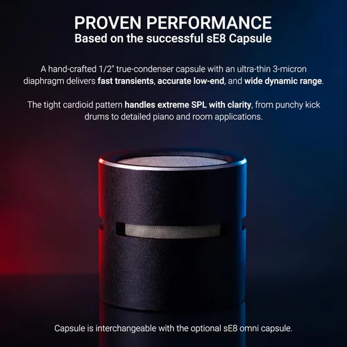 Miniatura 3 de SE ELECTRONICS BL8 Micrófono de límite medio cardioide para tambores, piano de cola, ambiente, Miking de piso y escenario y más, micrófono