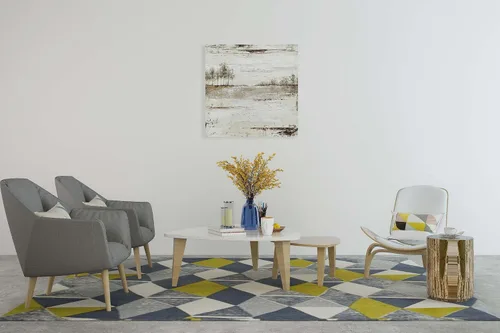 Miniatura 4 de Yihui Arts Arte de pared del paisaje del lago - Pintura rústica de granja en lienzo con árbol texturizado y acentos de lámina dorada