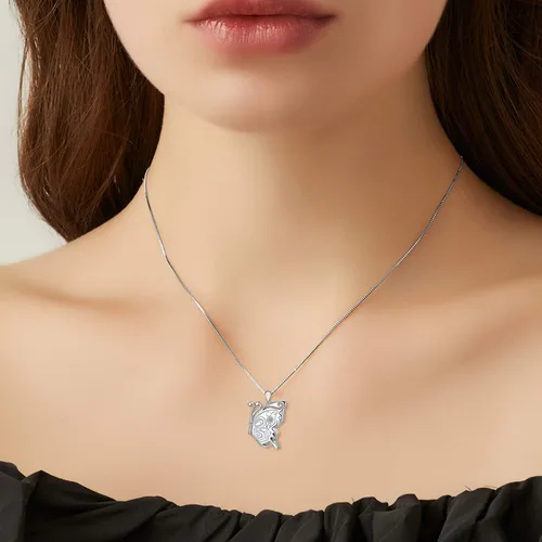 Miniatura 3 de LONAGO Medallón de mariposalibélulaabejabúho que sostiene imágenes de plata de ley 925 con medallón de fotos de mariposa para mujer