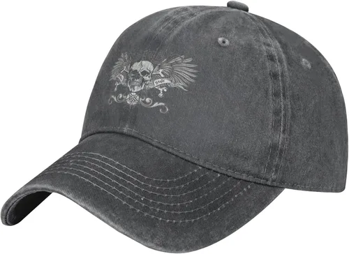 Cowboy Hat Trendy Hats for Man and Women Djustable Four Season Outdoor Baseball Cap of Hell Skull with Angel Deep Heather