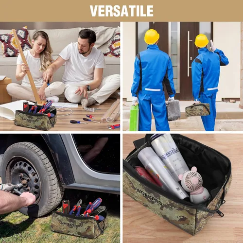 Miniatura 6 de WORKPRO Bolsa de herramientas con cremallera, bolsa de almacenamiento de herramientas resistente de 10" de boca ancha, bolsa de herramientas