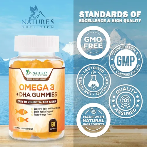 Miniatura 4 de Gomitas de aceite de pescado Omega 3 – Suplemento de goma Omega 3 de triple fuerza con alta absorción DHA y EPA – Apoyo para el corazón