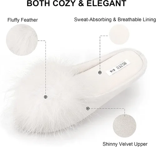 Miniatura 2 de BCTEX COLL - Pantuflas de terciopelo acogedoras para mujer, con espuma viscoelástica, mullida, suela antideslizante, para el hogar y el dormitorio