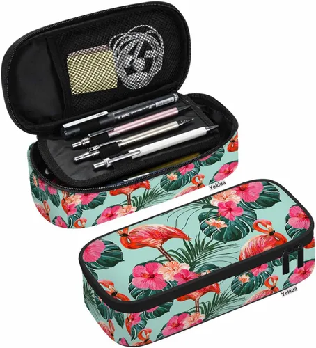 Miniatura 13 de Yekiua Estuche para lápices con flores étnicas japonesas de gran capacidad; estuche para lápices con flores para oficina, universidad o maquillaje