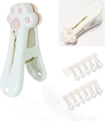 Pinzas de plástico para ropa, paquete de 12 pinzas para ropa sin rastro, clips para bolsa, clip para paquete de alimentos, con bonito patrón de Rosa