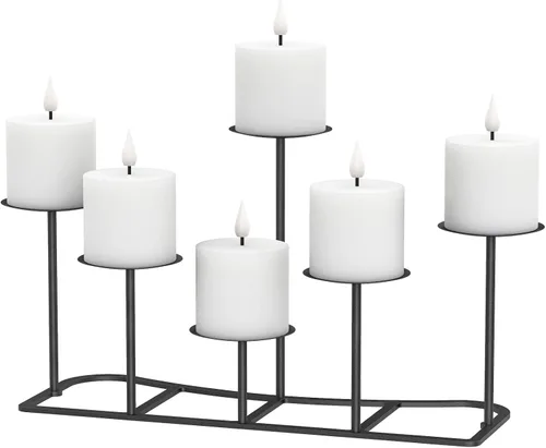 Miniatura 2 de Candelabros de pilar negro para decoración del hogar, candelabros de hierro DIY 6