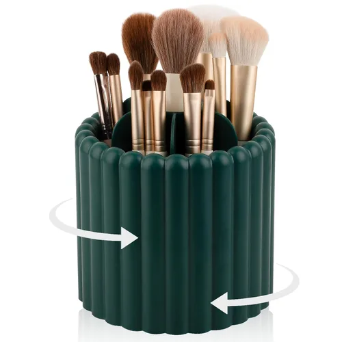 Miniatura 17 de Anyoifax Organizador de brochas de maquillaje giratorio 360 grados con 7 ranuras, organizador de brochas de maquillaje extraíble, soporte giratorio