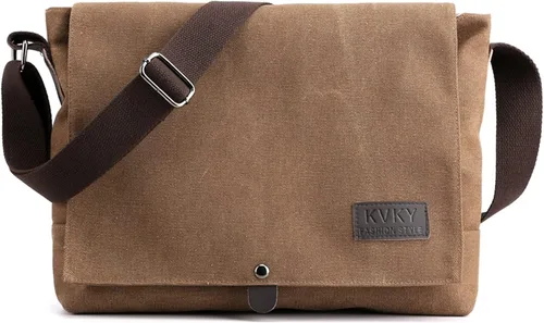 CORIOS Bolso de hombro vintage de lona para hombre, bolso cruzado casual con asa superior