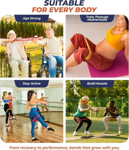 Miniatura 3 de Juego de bandas de resistencia, bandas de ejercicio portátiles de 6 niveles para entrenamiento de fuerza, estiramiento, fitness para interiores