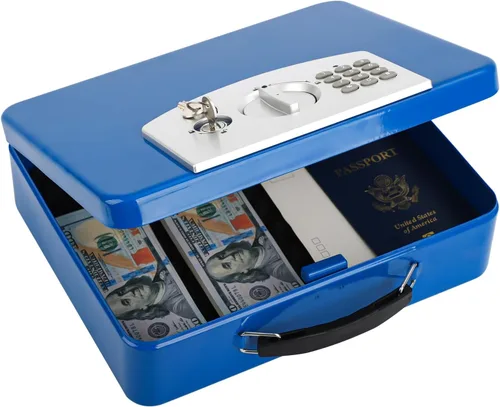 Miniatura 12 de KYODOLED Caja de seguridad con cerradura de teclado digital, caja de seguridad con código para artículos personales, caja de seguridad de metal