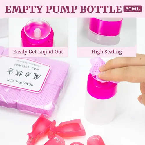 Miniatura 4 de 300 toallitas de uñas sin pelusa con clips de remojo de uñas, kit removedor de esmalte de uñas con clips acrílicos para quitar uñas, dispensador