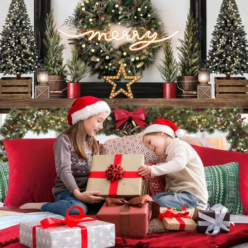 Miniatura 2 de MEHOFOND Cabecera de Navidad roja de 7 x 5 pies, telón de fondo de cama para niños, retrato de fotografía de invierno, vacaciones de invierno