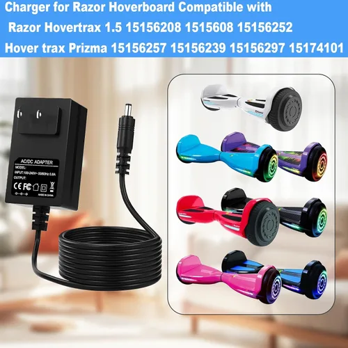 Miniatura 2 de Cargador para Razor Hoverboard compatible con Razor Hovertrax 1.5 15156208 1515608 15156252 Hover trax Prizma 15156257 15156239 15156297 15174101