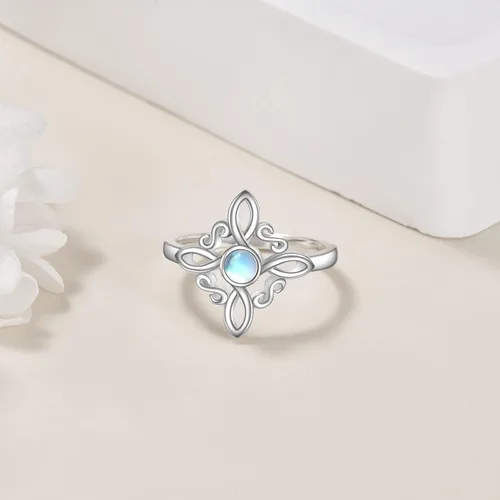 Miniatura 3 de Witches Knot Rings 925 Sterling Silver Witch's Magical Knot Rings Black OnyxMoonstone Pagan Jewelry Celtic Cross Jewelry for Women