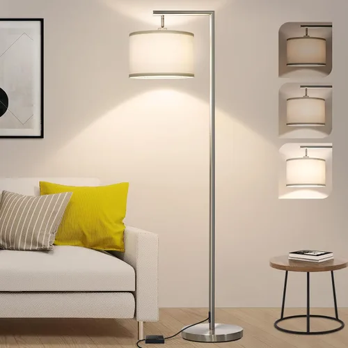 Miniatura 7 de Lámpara de pie completamente regulable marrón, lámpara de pie de arco para dormitorio con pantalla colgante ajustable y interruptor de pie, lámpara