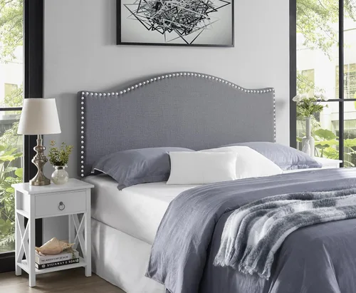 Miniatura 20 de Naomi Home Jessenia - Cabecera capitonada ajustable tapizada de lino con superficie acolchada, soporte de pared o marco de cama, color crema