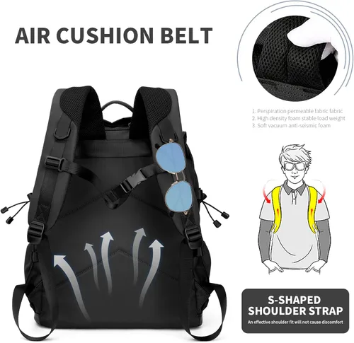 Miniatura 4 de Mochila vintage para computadora portátil para hombres y mujeres, mochila funcional y elegante de 30 litros con diseño de bolsillo lateral elástico