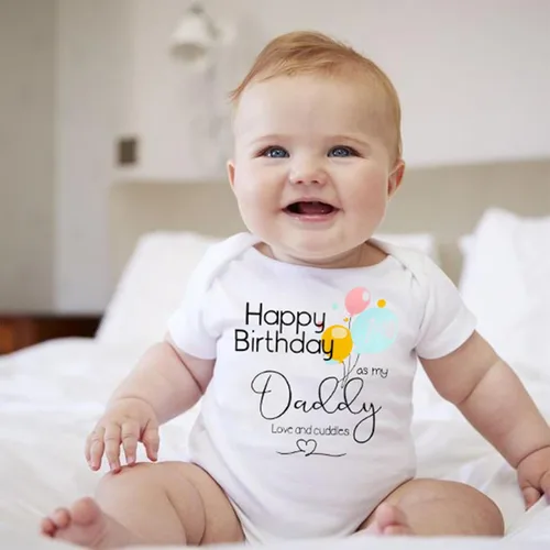 Miniatura 2 de Enterizo de manga corta para bebé para el primer día del padre, mameluco de manga corta para bebés de 3 a 18 meses