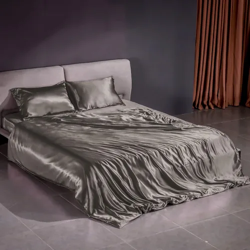 Miniatura 5 de THXSILK Juego de sábanas de 100% seda, juego de sábanas de 4 piezas de seda 7A+ de 22 momme 7A+, suave y transpirable, ropa de cama de lujo