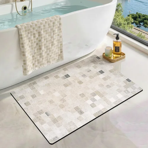 Miniatura 16 de LUMI Tapetes de baño ultra delgados, superabsorbentes, de secado rápido, antideslizantes, para debajo de la puerta, bañera, lavabo y ducha, 17 x 30