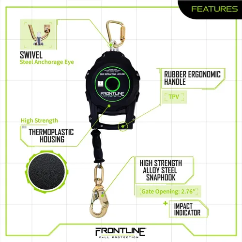 Miniatura 4 de Frontline RPGC Cable SRL de 30 pies con extremo de gancho de acero Mango de transporte ergonómico y eslogan Alta resistencia, resistente a