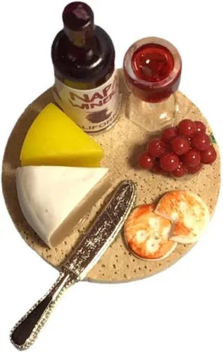Miniatura 2 de Melody Jane Dolls Houses Casa de muñecas Quesos & Wine Board Plato 1:12 Cocina Comedor Comida Accesorio