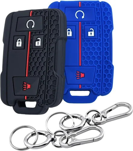 Miniatura 11 de 2 fundas de silicona para llavero inteligente de 4 botones para GMC Canyon Sierra Yukon Chevrolet Chevy Colorado Silverado Suburban Tahoe 2014-2019