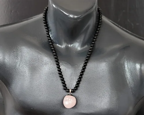 Miniatura 15 de Colgante de turmalina cruda natural, Collar de cuentas de ónix negro genuino, Collar de piedra negra, Collar de piedras preciosas, Cuentas de 0.315