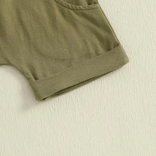 Miniatura 32 de Ropa de bebé niño sin mangas + pantalones cortos con estampado a rayas con bolsillos, 2 piezas de trajes de verano