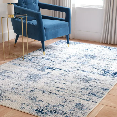 Miniatura 35 de SAFAVIEH Amelia Collection ALA700A - Alfombra decorativa de 2'2" x 4', diseño moderno abstracto, color marfil y azul, no desprende pelusa y de fácil