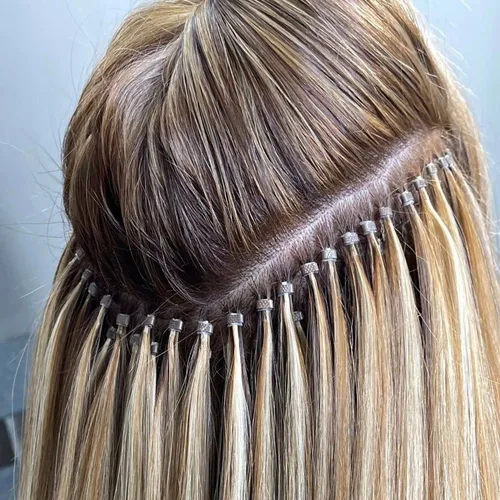 Miniatura 5 de 2500 piezas de cuentas de extensión de 5 mm negras, anillos micro con revestimiento de silicona, microenlaces punta I para extensiones de cabello
