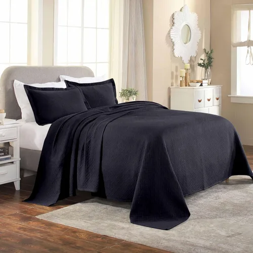 Miniatura 12 de Colcha Superior 100% algodón con diseño de tejido de canasta y fundas de almohada, ropa de cama de alta calidad de algodón matelasse jacquard