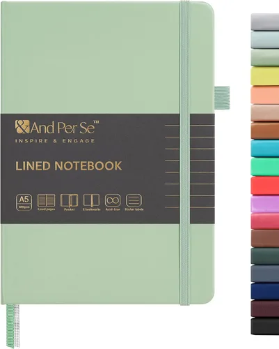 Miniatura 79 de &And Per Se - Cuaderno en blanco, 160 páginas, 5.7 x 8 pulgadas, cuaderno de rayas estrechas con papel grueso para escribir, cuaderno de tapa dura