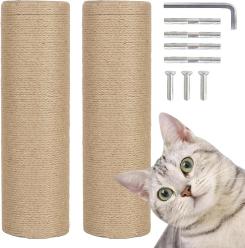 Miniatura 11 de PowerKing Poste Rascador de Repuesto de Sisal Natural, 4 Piezas de Repuestos de Poste Rascador para Gatos M8 para Reacondicionamiento, Blanco