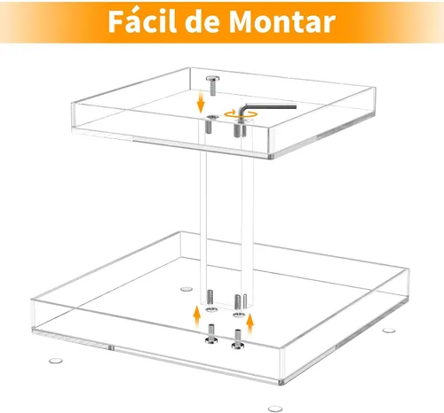 Miniatura 8 de NIUBEE Organizador de almacenamiento de cosméticos de baño acrílico de 2 niveles para tocador y encimera, bandeja de perfume de pie para decoración